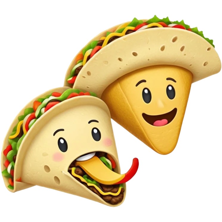 a fajita and a taco in a funny battle, emoji style emoji