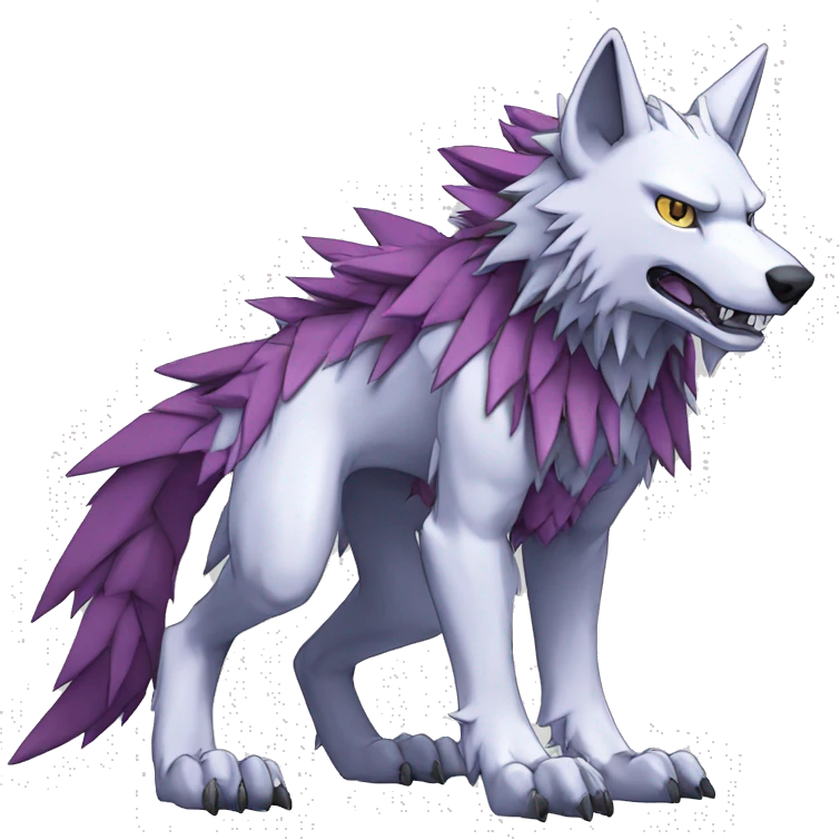  Cool Edgy Digimon-Fakemon-Garurumon-Loogamon-Dorulumon-Wolf full body emoji