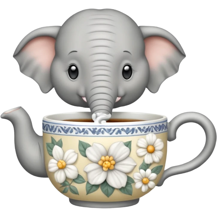 elephant with tea cup emoji