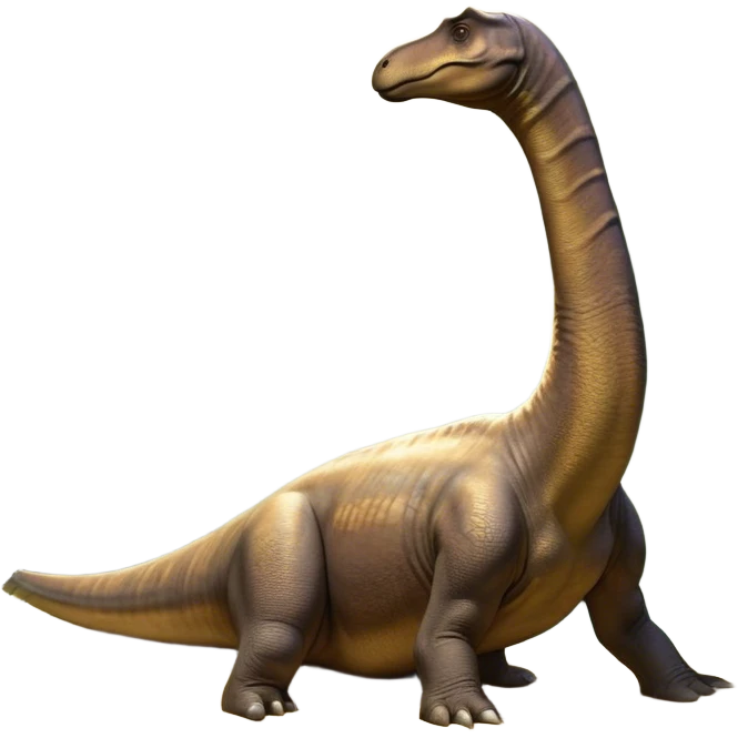 Beautiful and Majestic Brachiosaurus Portrait Emoji, Head and body resting in serene repose with a gentle, confident expression, showcasing its monumental, elongated neck and a small, refined head with tranquil eyes, Simplified yet exquisitely endearing features, highly detailed, glowing with a soft, drowsy golden light, high shine, relaxed and utterly majestic, stylized with an air of timeless prehistoric splendor, soft glowing outline, capturing the essence of a beautiful and majestic Brachiosaurus that feels destined to become the next viral icon of awe-inspiring ancient beauty! emoji