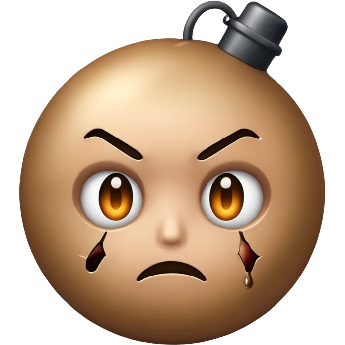 Sad face with bomb emoji