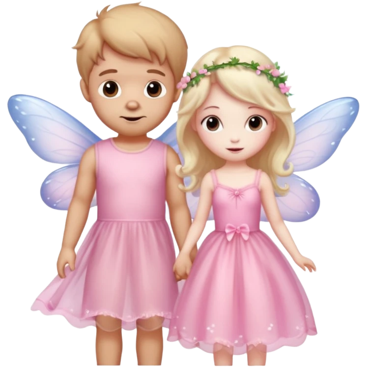 Teddy and fairy as a couple fairy in pink dress emoji