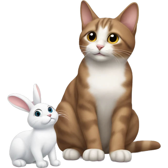 cat plays with a rabbit  emoji