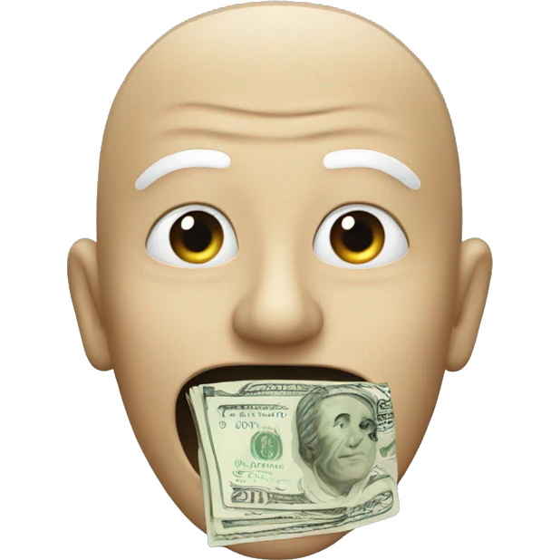 anonymous who opens his mouth. his mouth contains money emoji