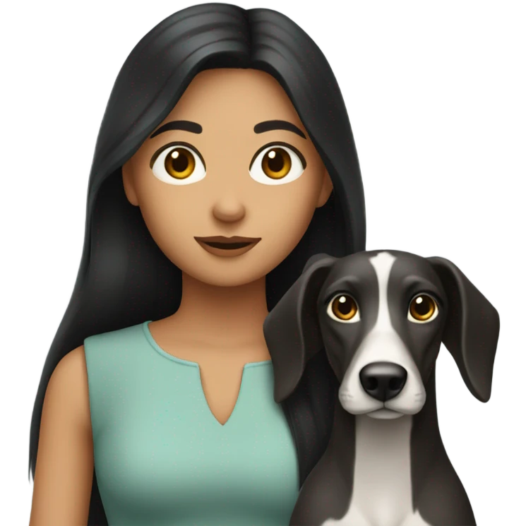 Long dark hair girl with greyhound  emoji