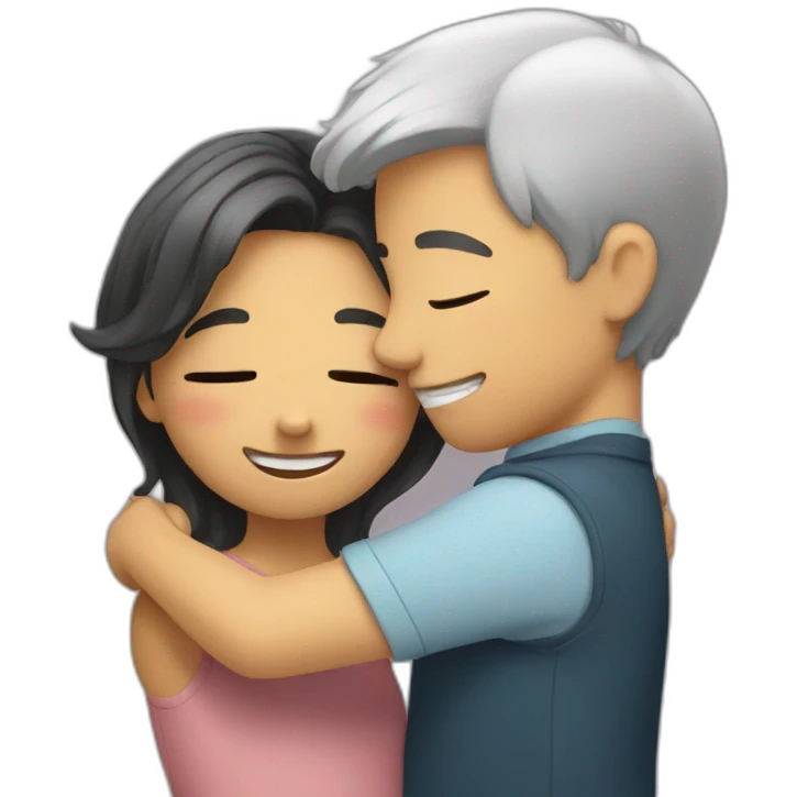 Hug and blush  emoji