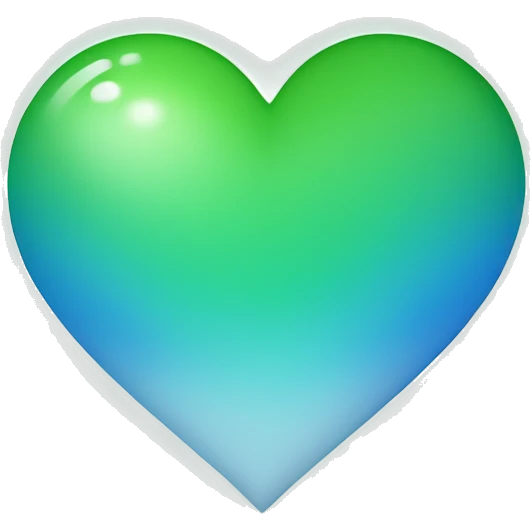 A heart that’s gradient of green to white to blue emoji