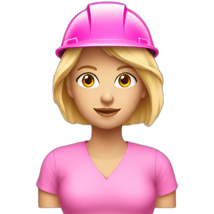 blonde girl in a pink construction material helmet emoji