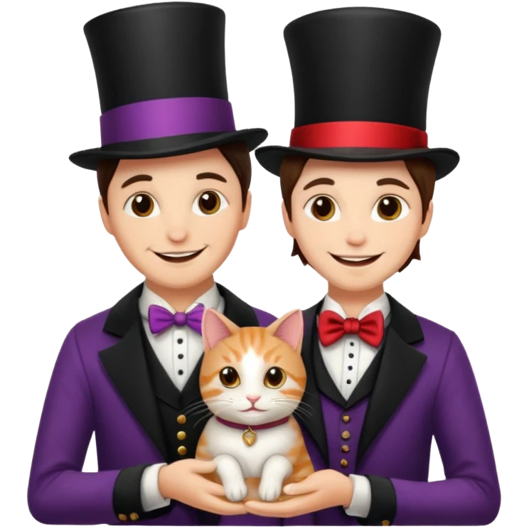 magician couple and their pet cat emoji