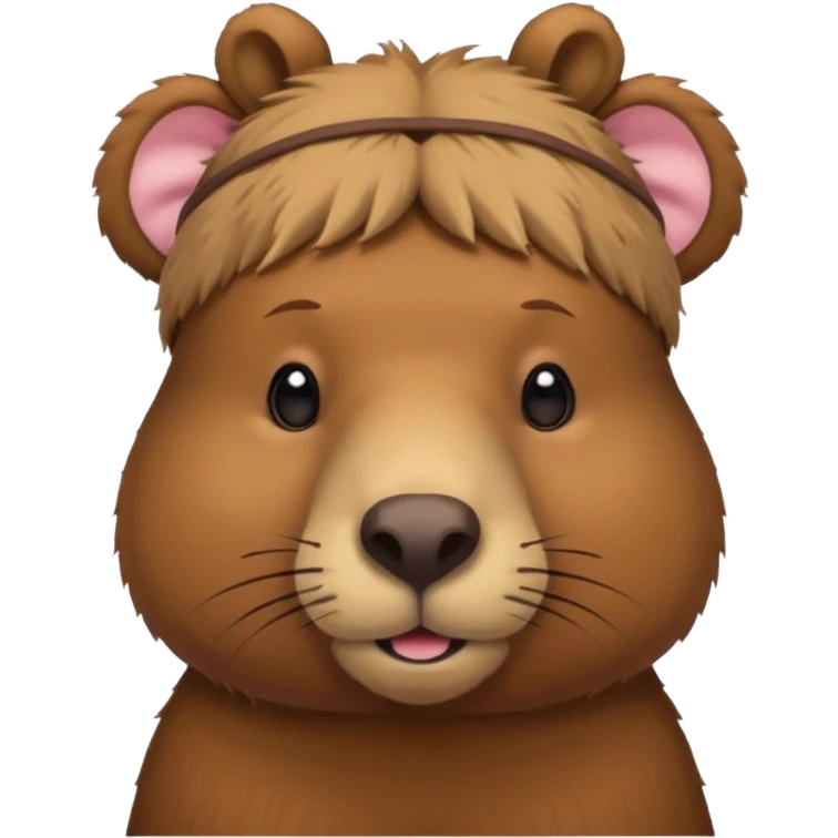 A capybara with teddy bear head band emoji