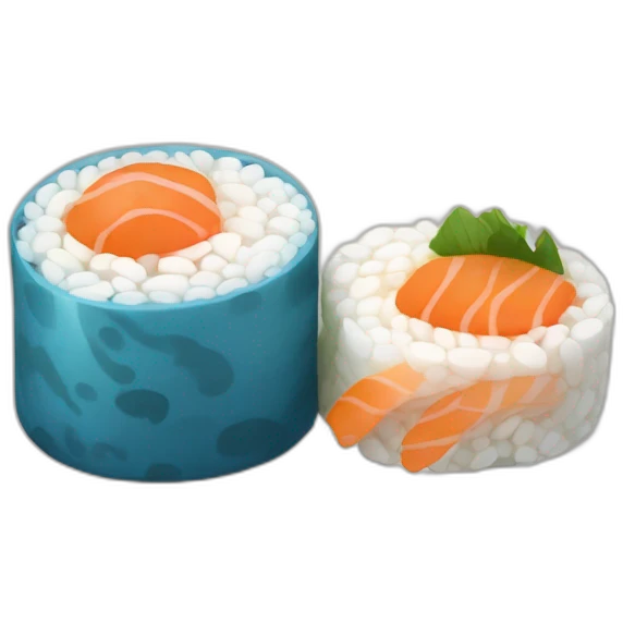 Chat bleu mange sushi emoji