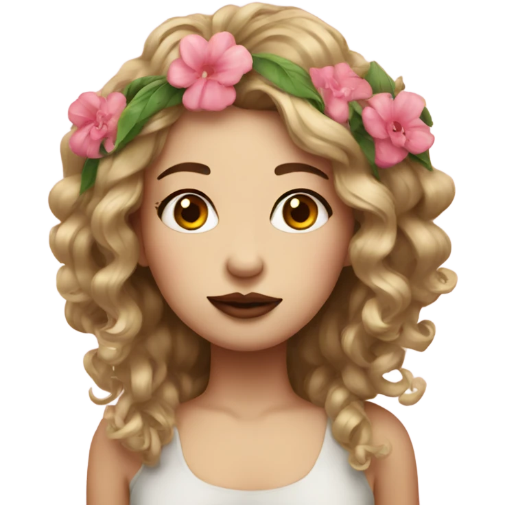 girl with flower hair ornament big lips emoji