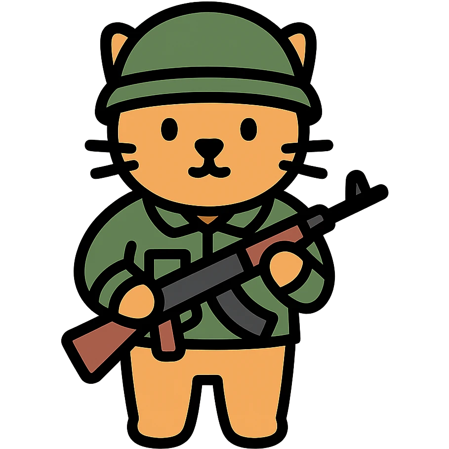 A cat with a gun serving in the ZSU emoji