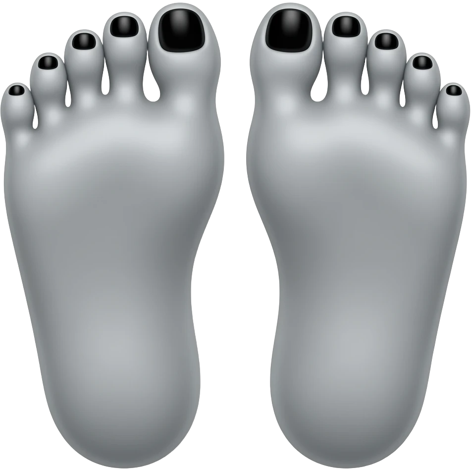 Gray feet with black toenails emoji