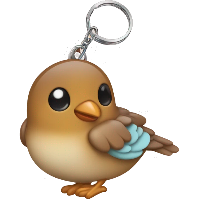 an cute keychain with a baby bird imprint on it  emoji