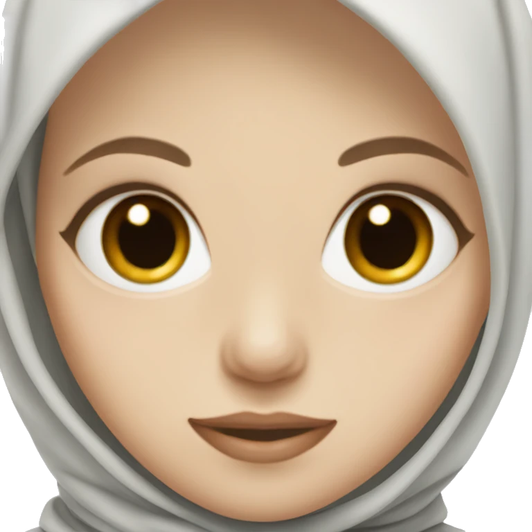 A pale girl with a black hijab and light brown eyes emoji