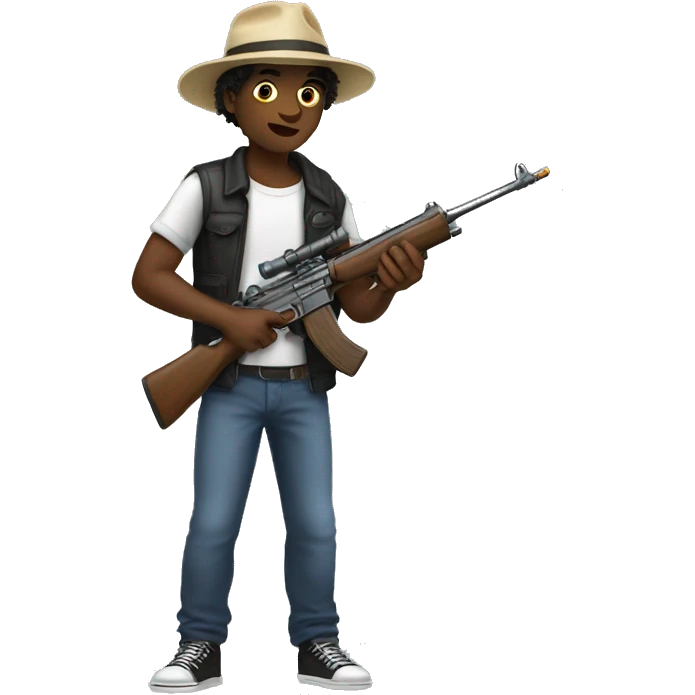 realistic solo boy in hat with weapon emoji