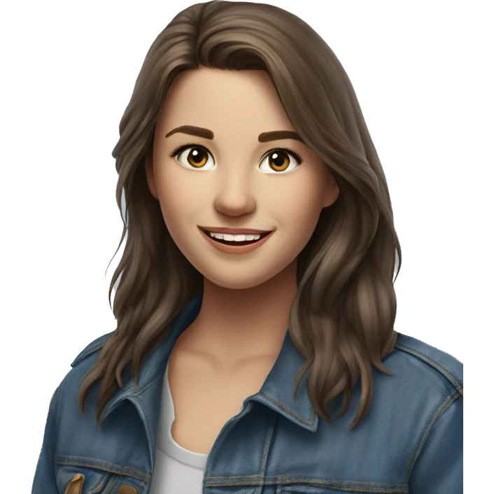 happy girl in denim jacket emoji