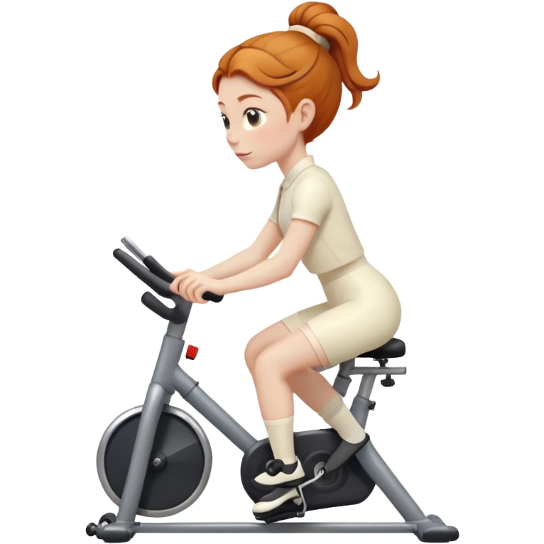 Ginger girl chignon riding stationary bike cream outfit emoji