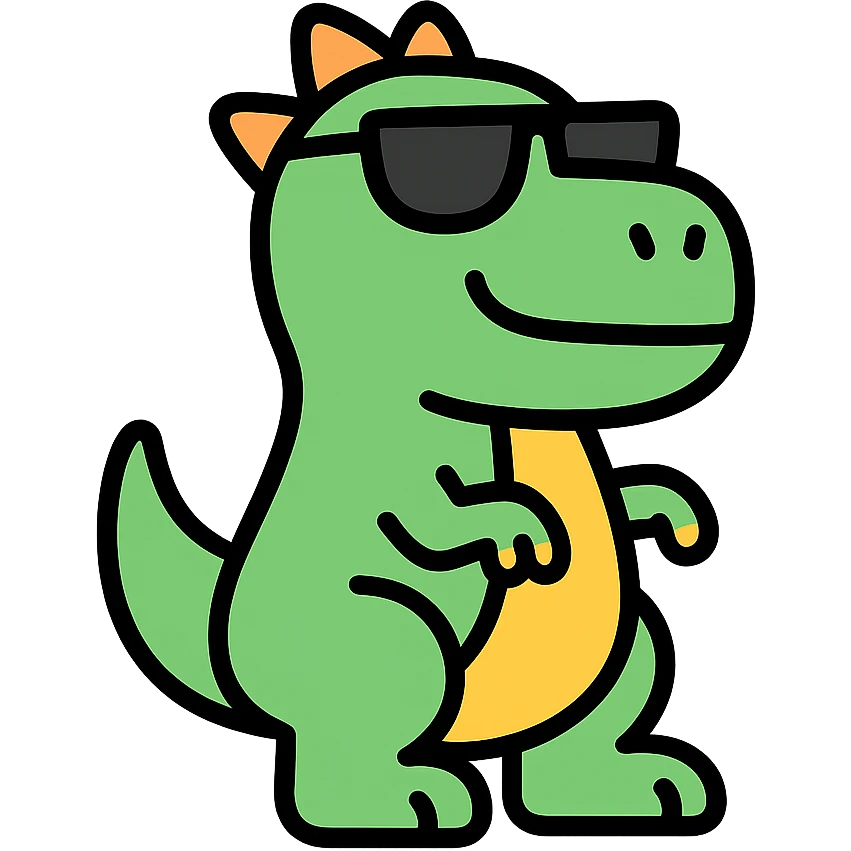 dinosaur wearing sunglasses, colorful icon emoji