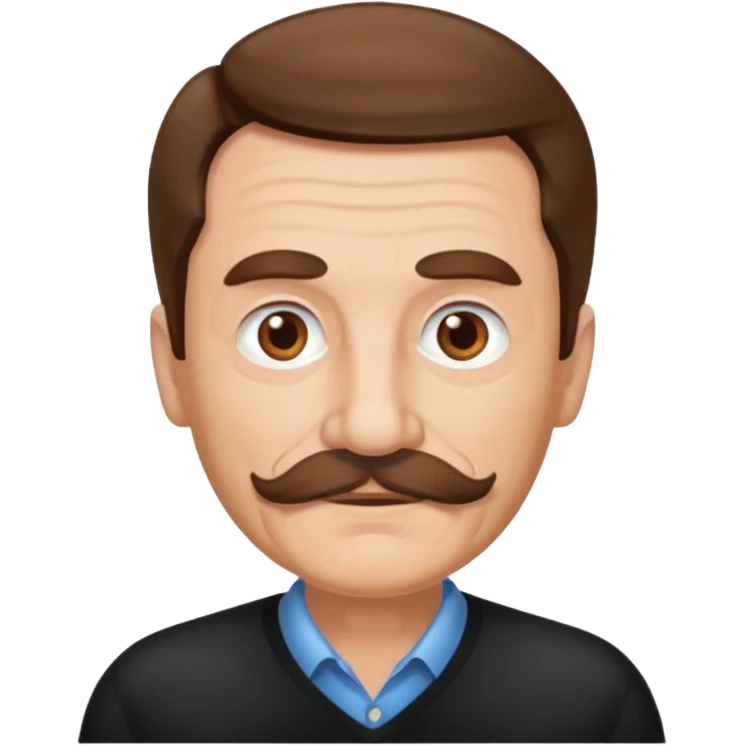 Older Man with brown hair and white mustache emoji