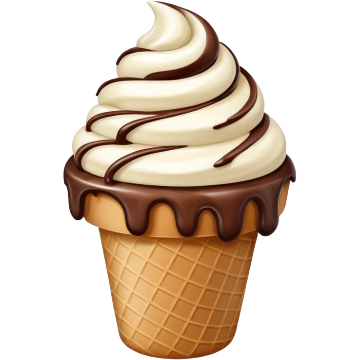 melted white and dark chocolate ice cream emoji