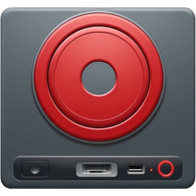 Create a TV-style baseboard in dark gray and red. On one side, a circle for the media outlet's logo. emoji