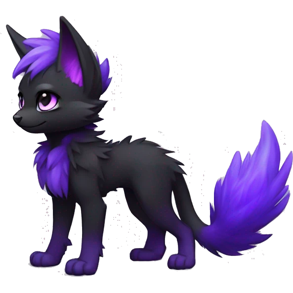 Anthro-Edgy-Cool-Black-Purple-Contrast-Colors-Fantasy-Fur-Sona-Chibi-Shiny-Fakémon-Hybrid full body emoji
