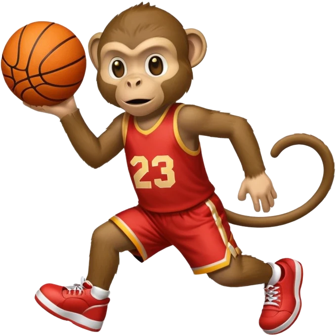 Monkey playing basketball wearing number 23 emoji