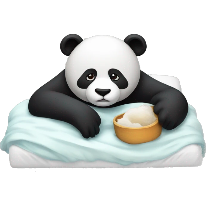 Ill Panda with fever laying in bed emoji
