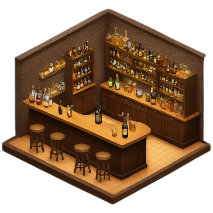 Whiskey bar isometric emoji