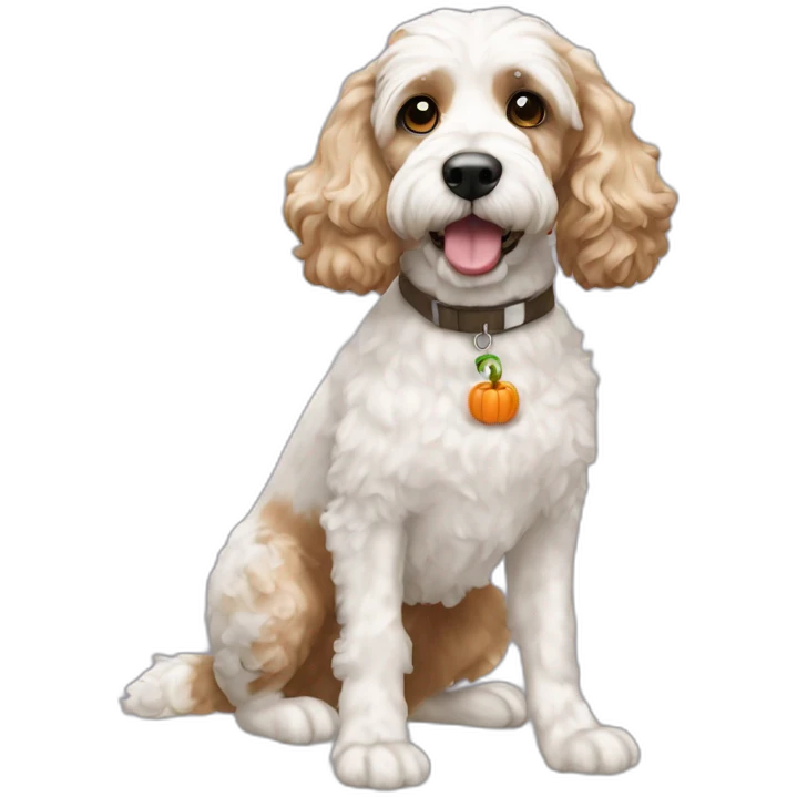white and tan cockapoo halloween emoji