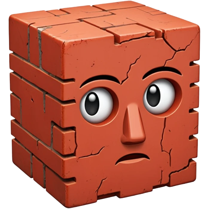 A cuboid made of brick with a face emoji