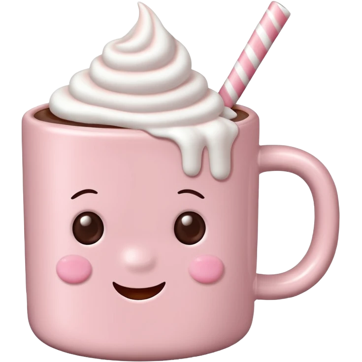 Light Pink mug of hot chocolate with marshmallows  emoji