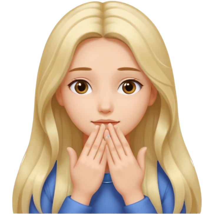 only one Girl , ( no boy ) touching his face with his own both hand, and smoothly rubbing the face emoji