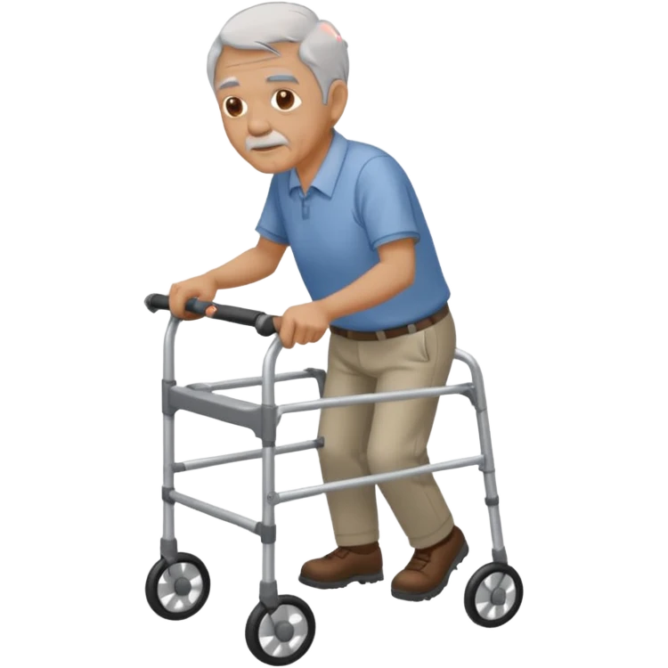 Old man using a walker with the number 37 on his shirt emoji