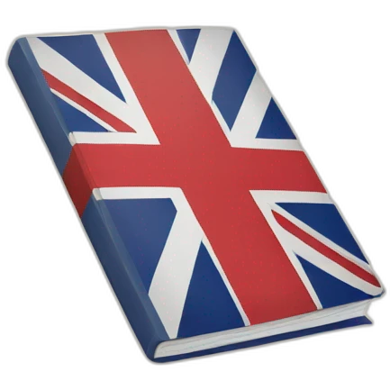 Create a book illustration with a UK flag for an English subject emoji emoji