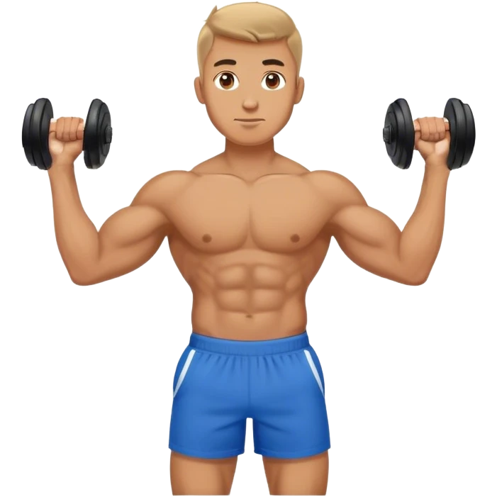 athletic man with blue shorts holding kettlebell emoji
