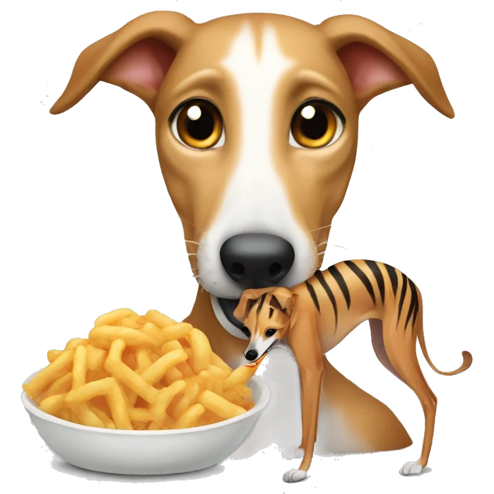 Fawn tiger greyhound eating emoji