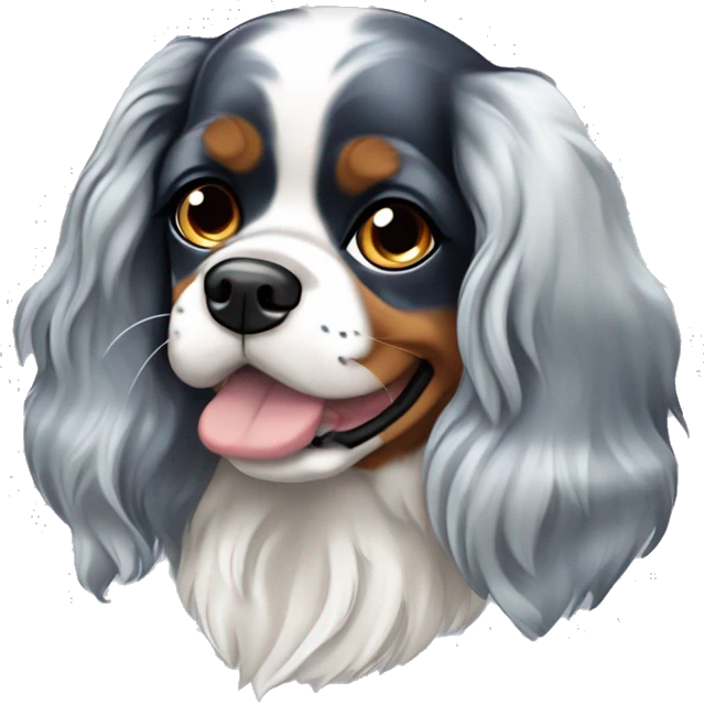 blue merle cavalier king charles spaniel with black ears emoji