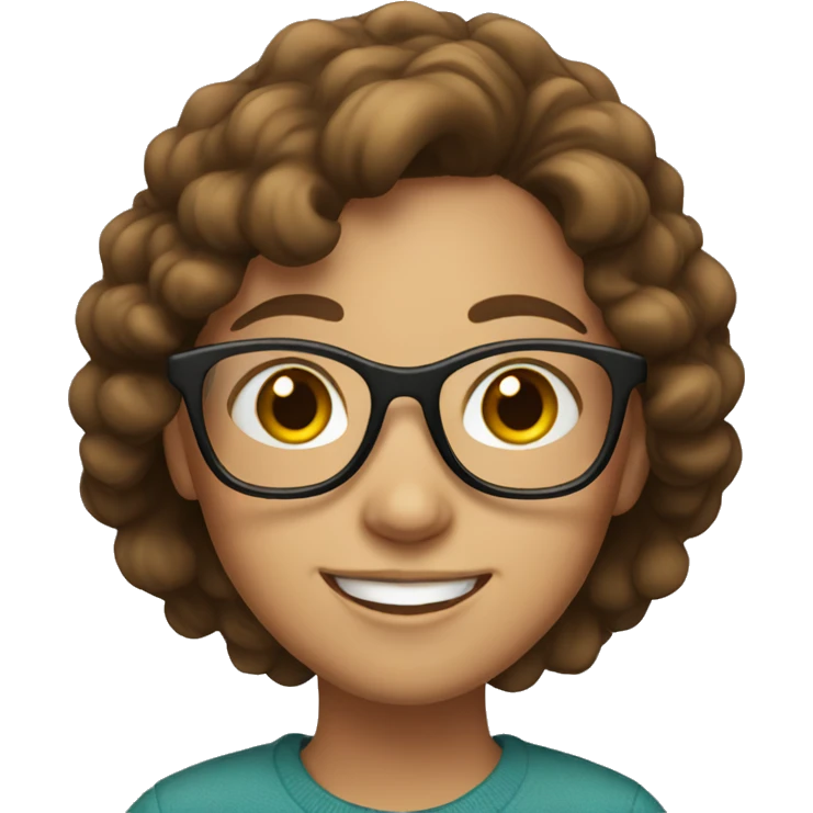 Brown haired girl with glasses smiling  emoji