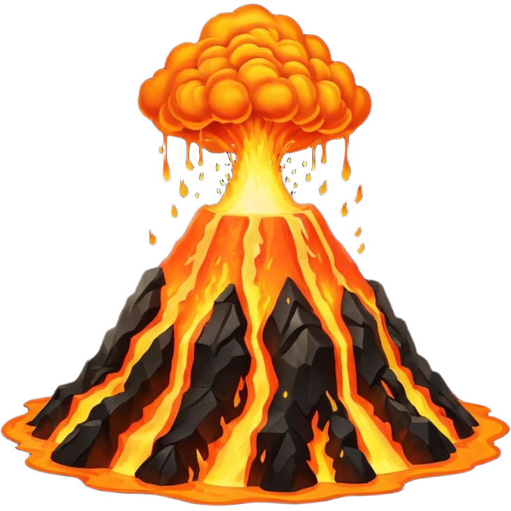 an erupting volcano with lava emoji