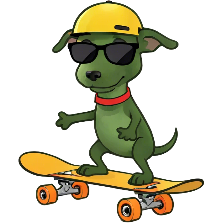 A dog riding a skateboard  emoji