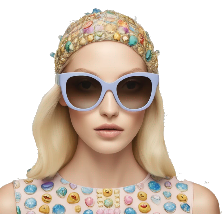 Dolce and Gabbana sunglasses with colourful pastel ornament print and golden detais  emoji