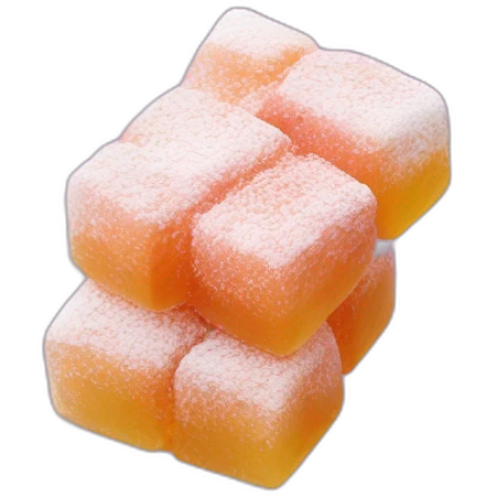 Turkish delight, gummy candy. Powdered sugar coating emoji