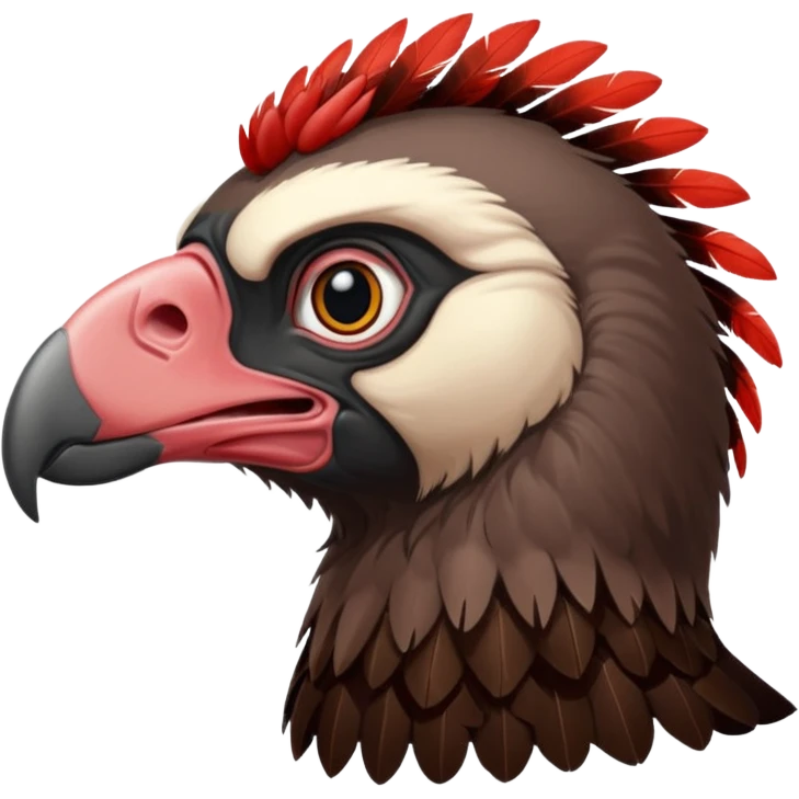 mature vulture with black and reddish feathers looking forward emoji