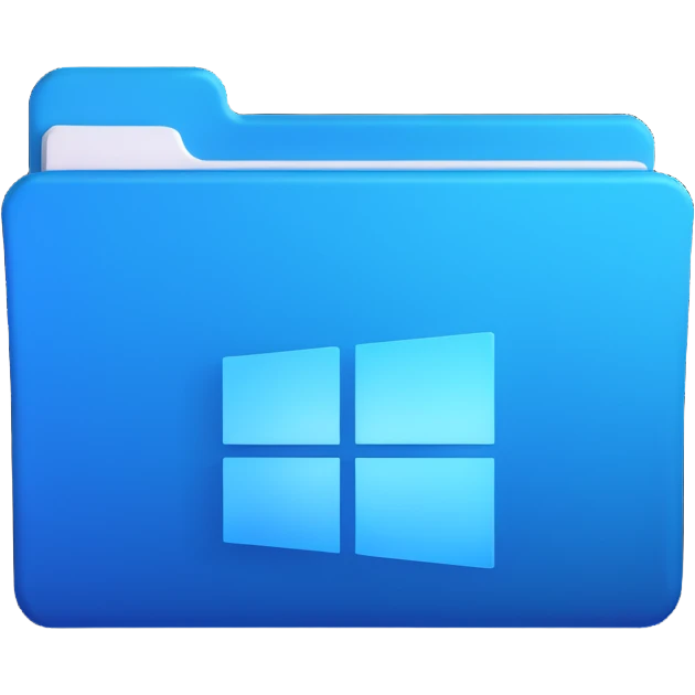 Windows 11 inspired folder icon, sleek, blue tones, glassy effect, no text emoji