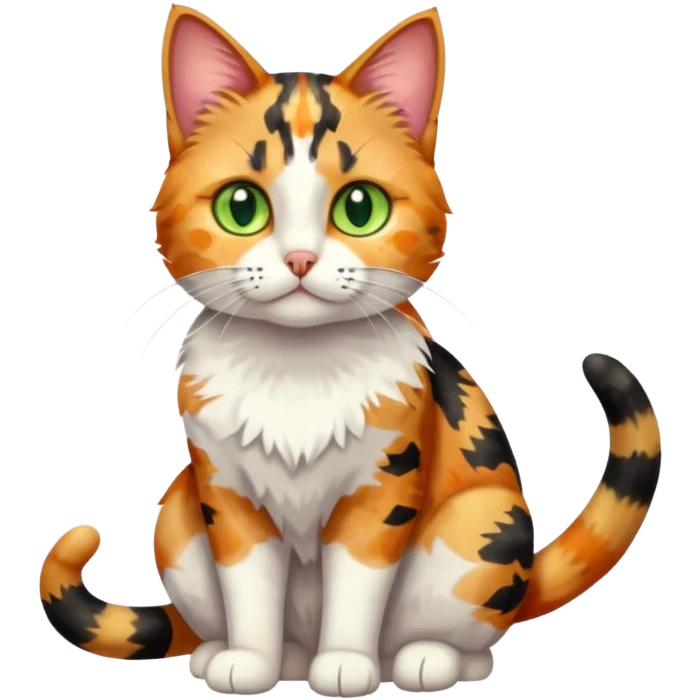 full body anxious looking colourful patchy light calico tabby cat emoji