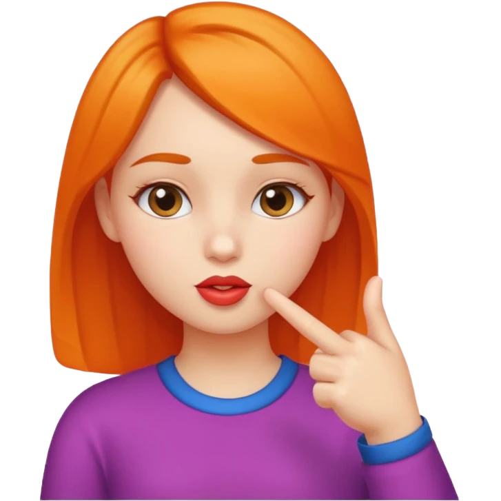 girl with kissy face putting her thumb and pointer finger together emoji