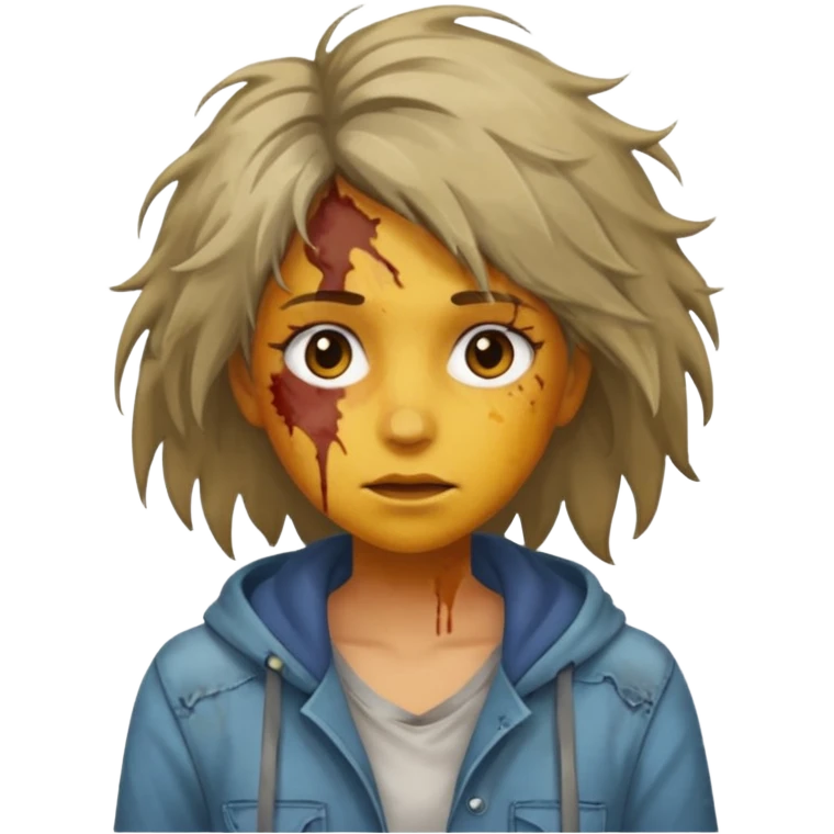 very dirty looking homeless woman very very dirty and smelly looking face only, not old with stains everywhere and messy hair and lots of stains on face emoji